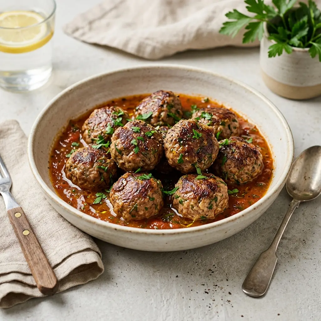Foto del plato terminado de la receta albóndigas de cordero