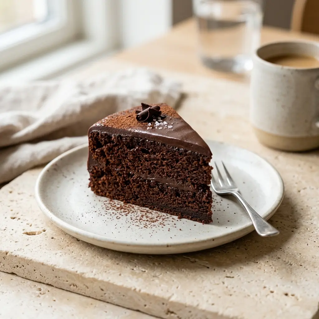 Foto del postre de la receta bizcocho de chocolate