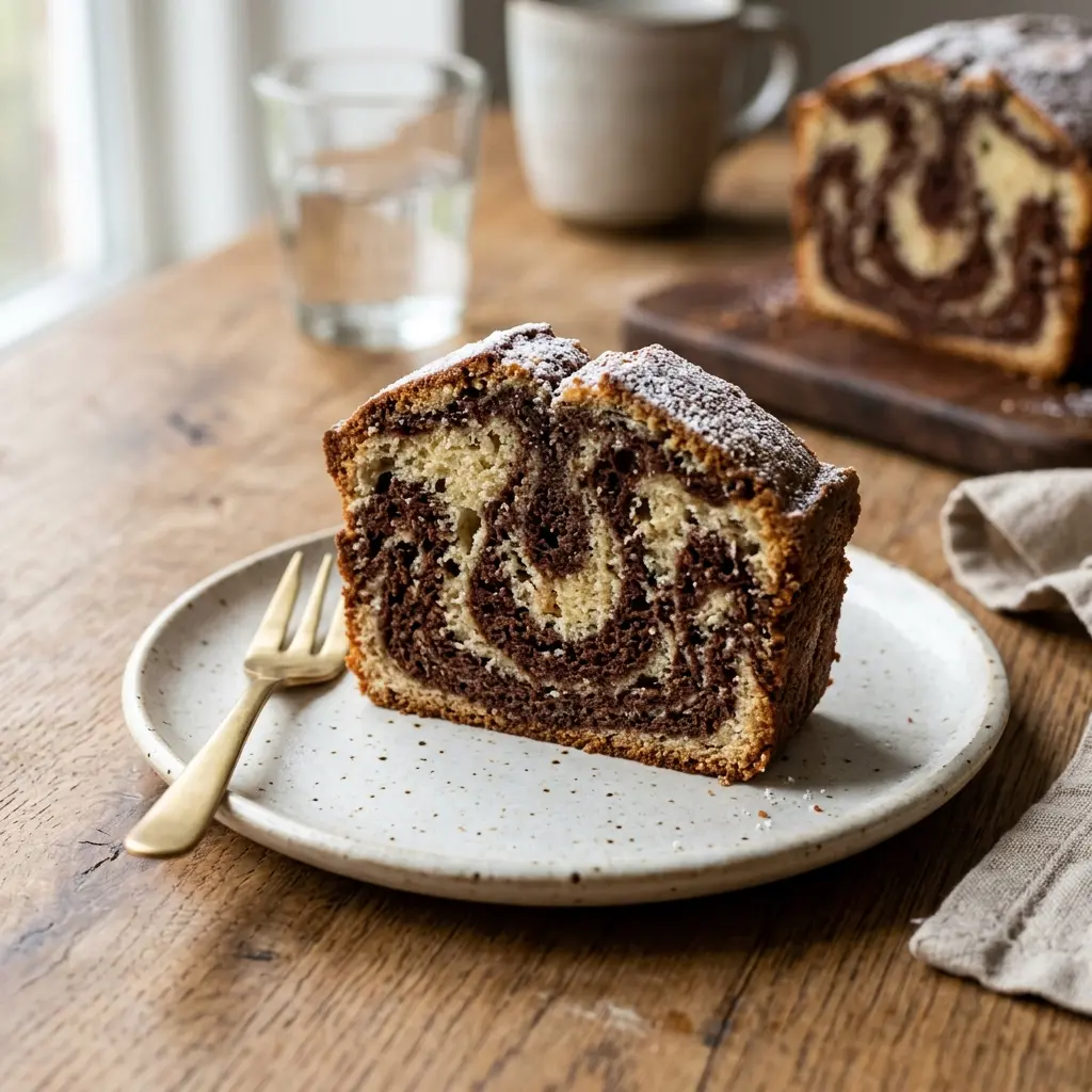 Foto del postre de la receta bizcocho marmolado