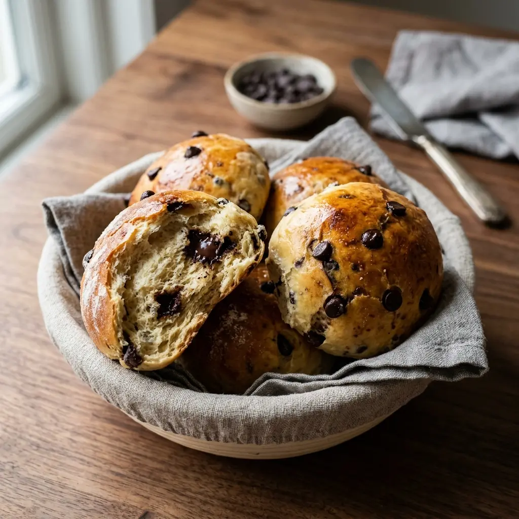 Foto del pan o masa de la receta bollos de chocolate