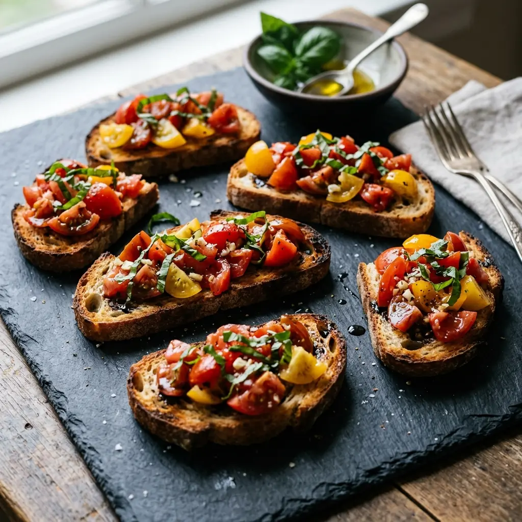 Foto del plato terminado de la receta bruschetta