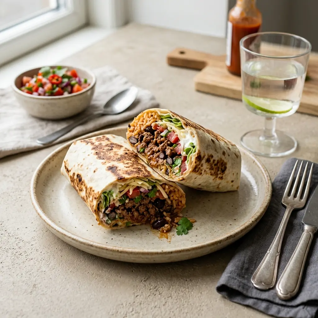 Foto del plato terminado de la receta burritos con ternera