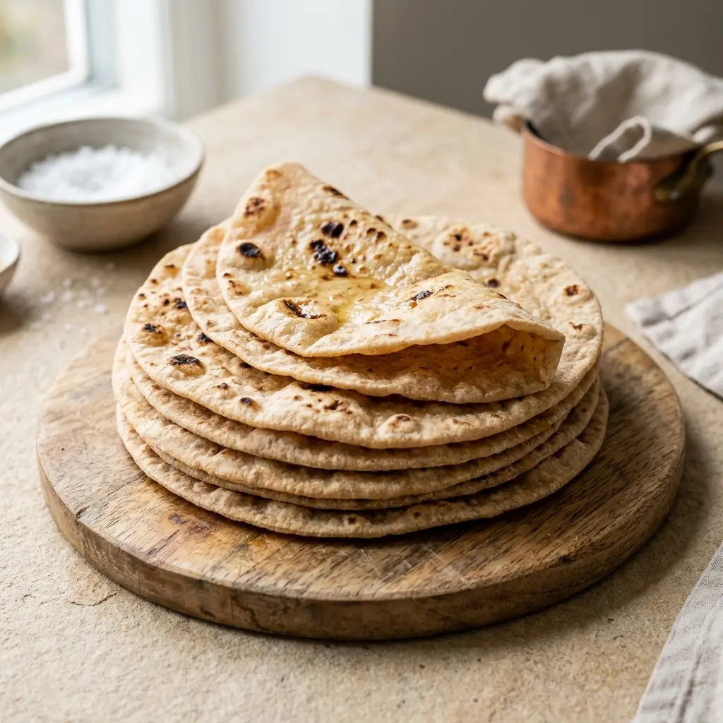 Foto del pan o masa de la receta chapati