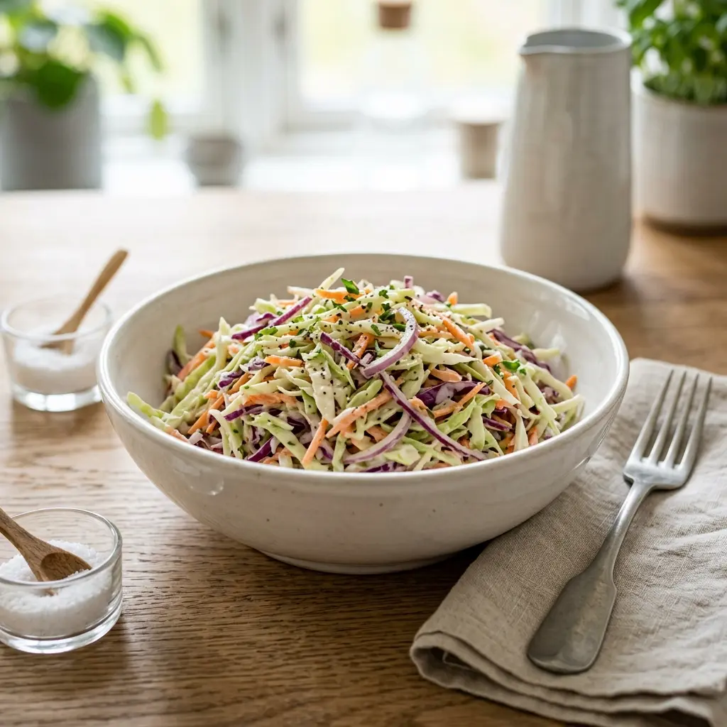 Foto del plato terminado de la receta coleslaw casero