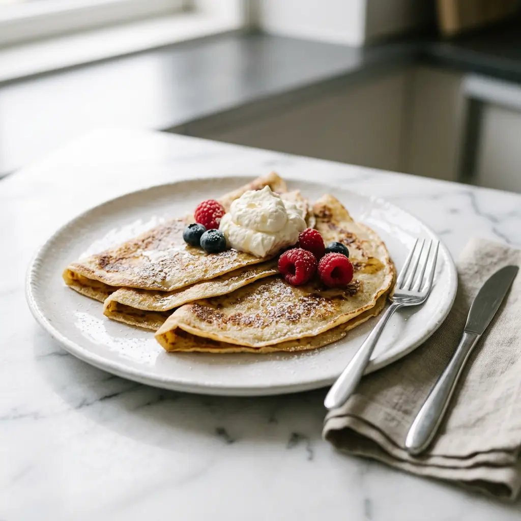 Foto de Crepes en freidora de aire preparado en freidora de aire