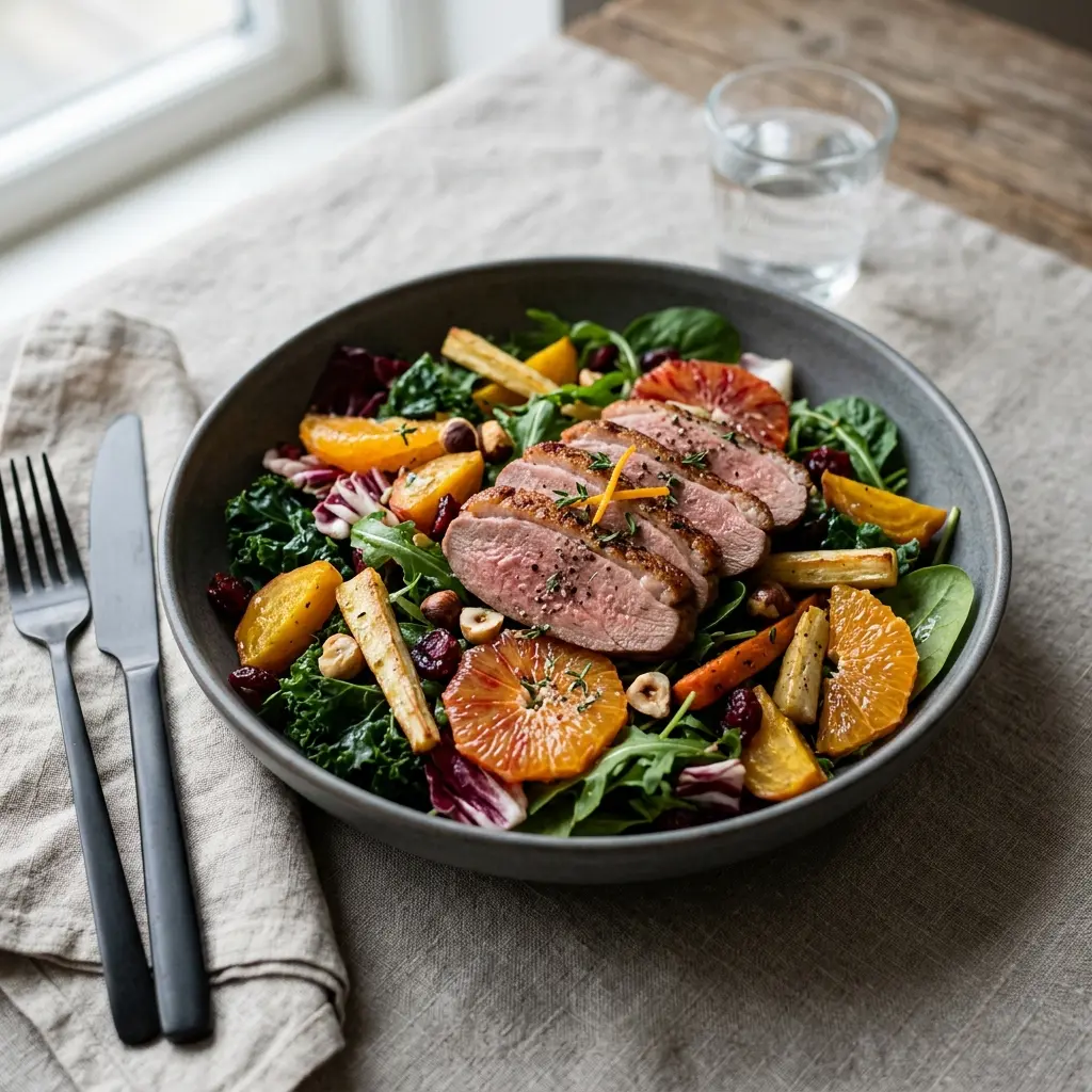 Foto de la ensalada de la receta ensalada de invierno con pato