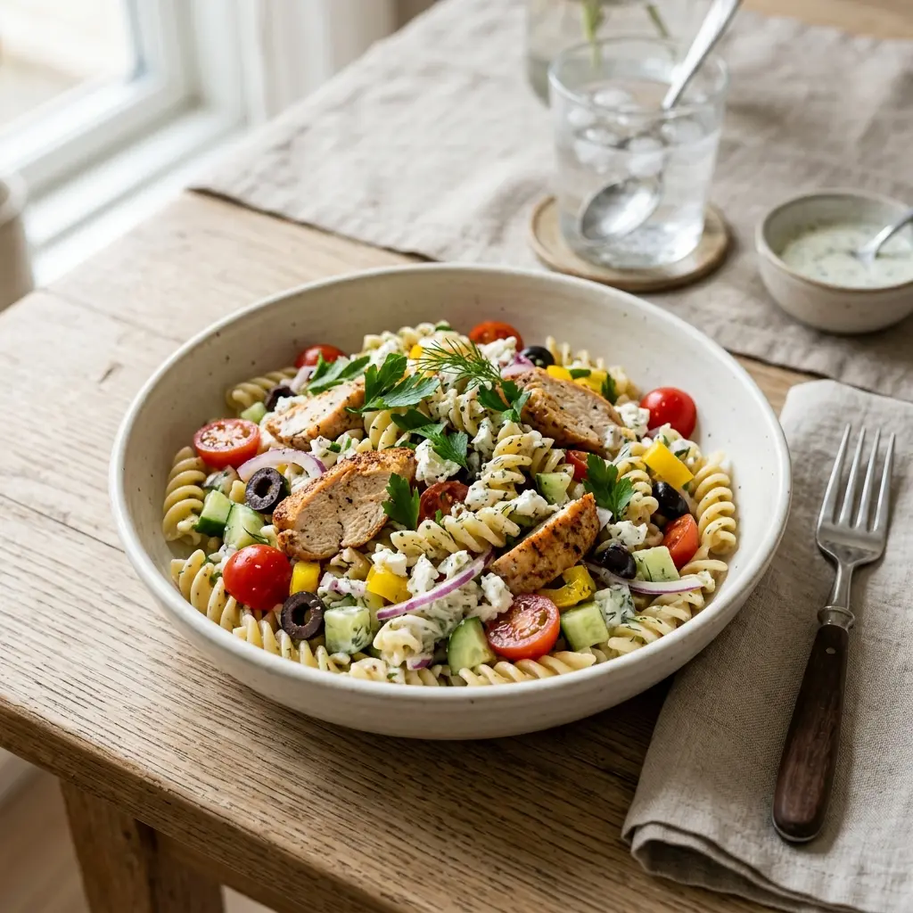Foto de la ensalada de la receta ensalada de pasta con pavo