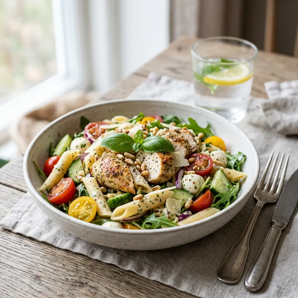 Foto de la ensalada de la receta ensalada de pasta con pollo