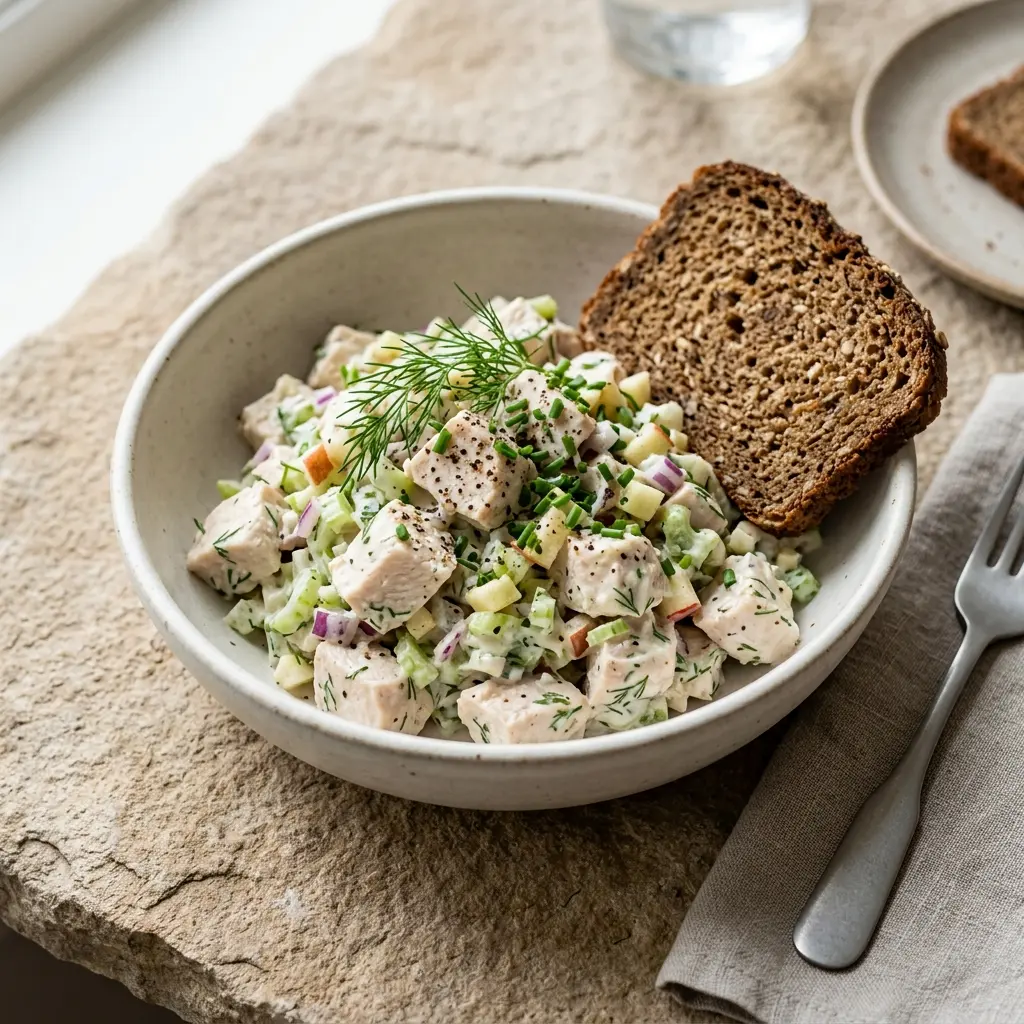Foto de la ensalada de la receta ensalada de pollo para pan de centeno
