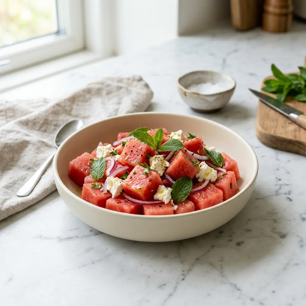 Foto de la ensalada de la receta ensalada de sandía con feta