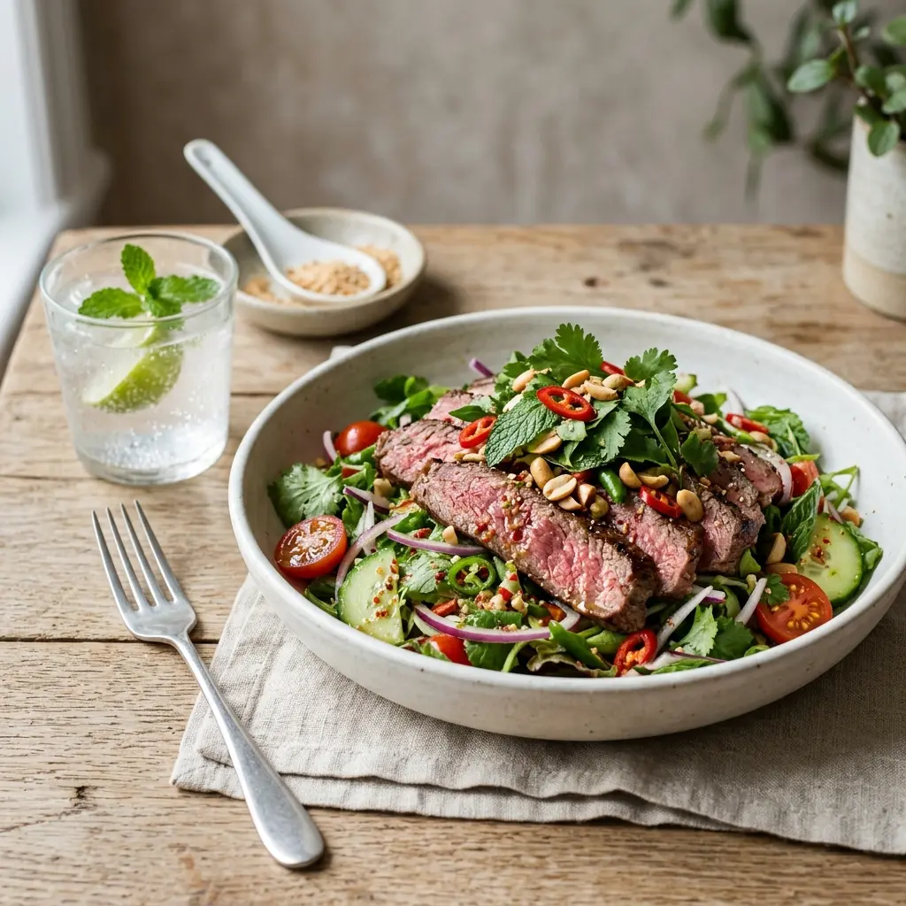 Foto de la ensalada de la receta ensalada tailandesa de ternera