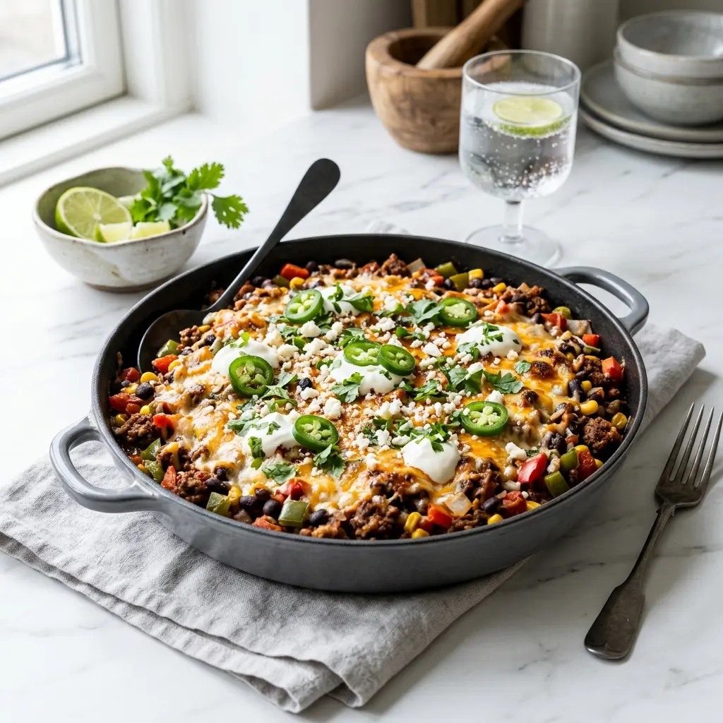 Foto del plato terminado de la receta fuente mexicana de ternera al horno