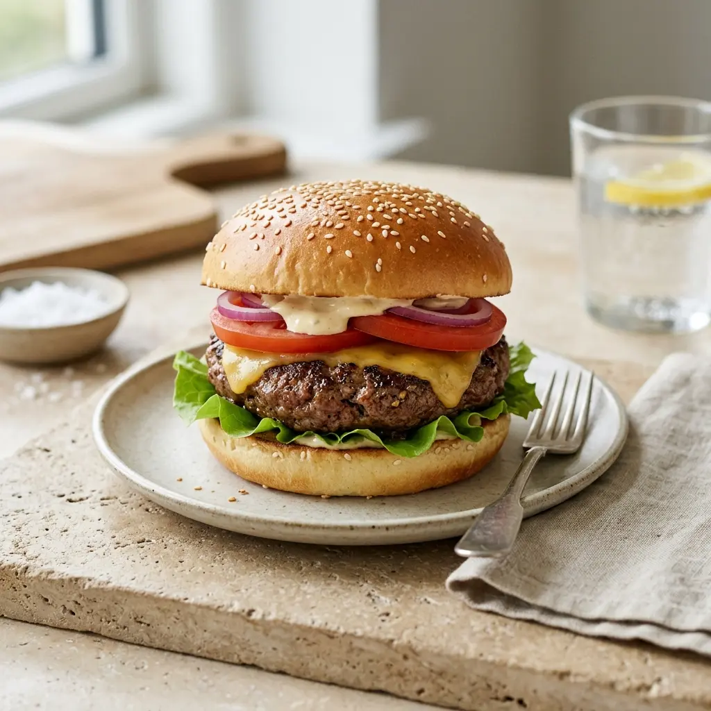 Foto del plato terminado de la receta hamburguesa casera