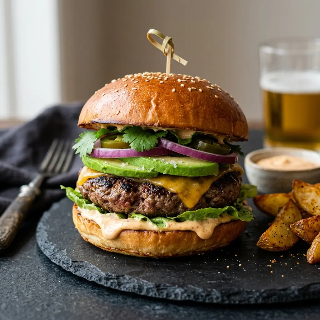 Foto del plato terminado de la receta hamburguesa mexicana