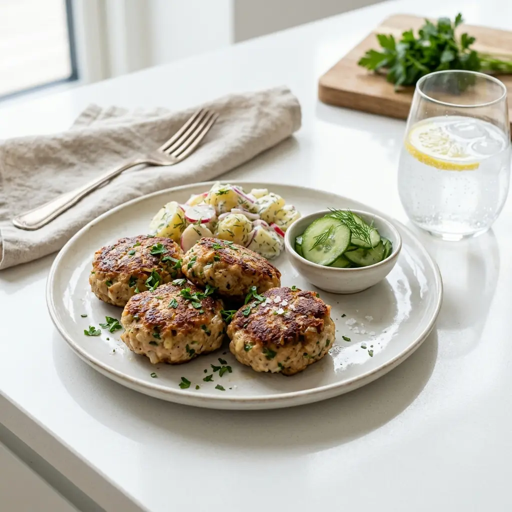 Foto del plato terminado de la receta hamburguesas de pollo