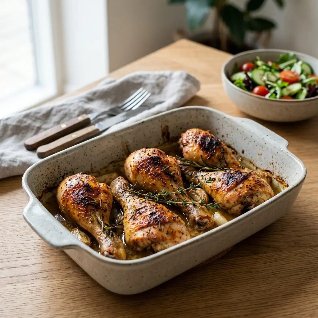 Foto del plato terminado de la receta jamoncitos de pollo al horno