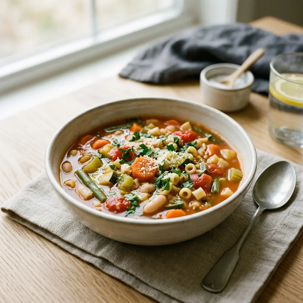 Foto del plato terminado de la receta minestrone