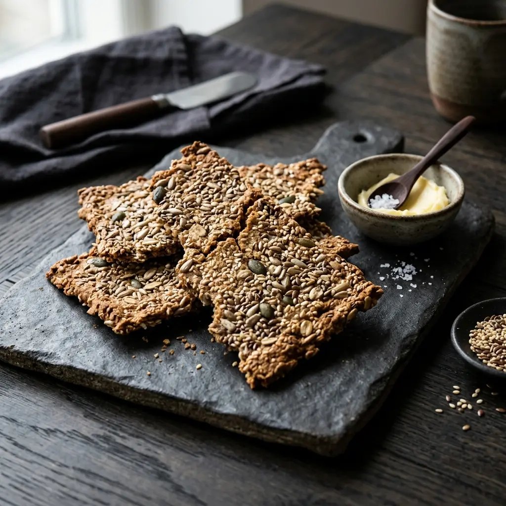 Foto del pan o masa de la receta pan crujiente con semillas