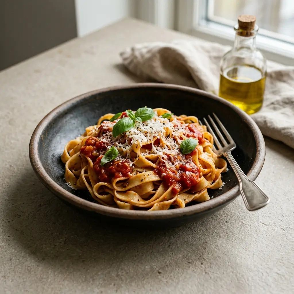 Foto del plato terminado de la receta pasta casera