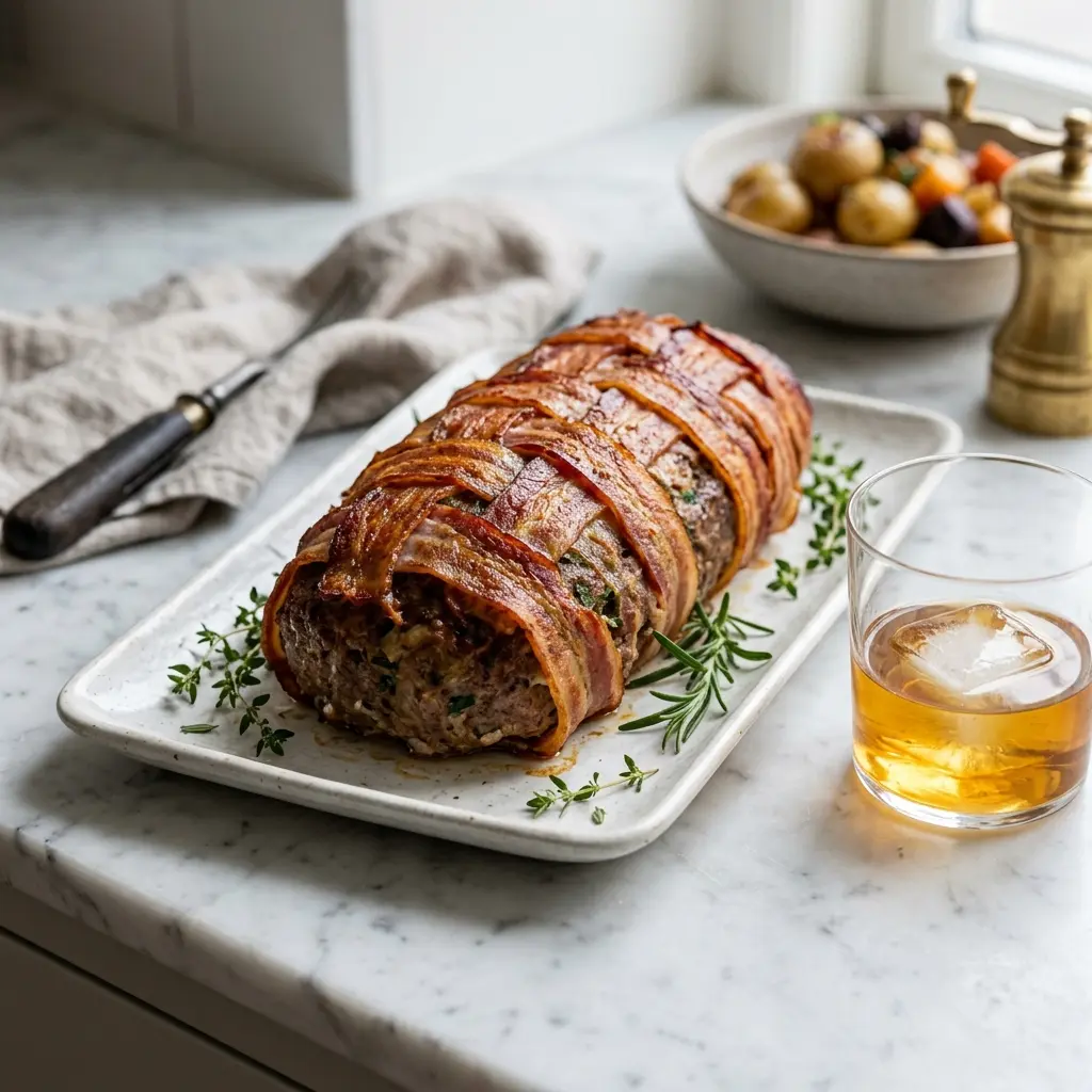 Foto del postre de la receta pastel de carne con bacon