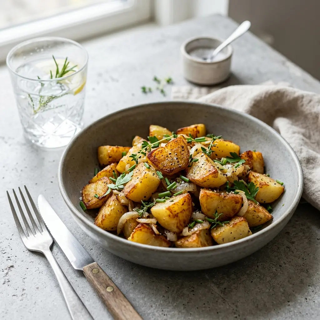 Foto del plato terminado de la receta patatas salteadas