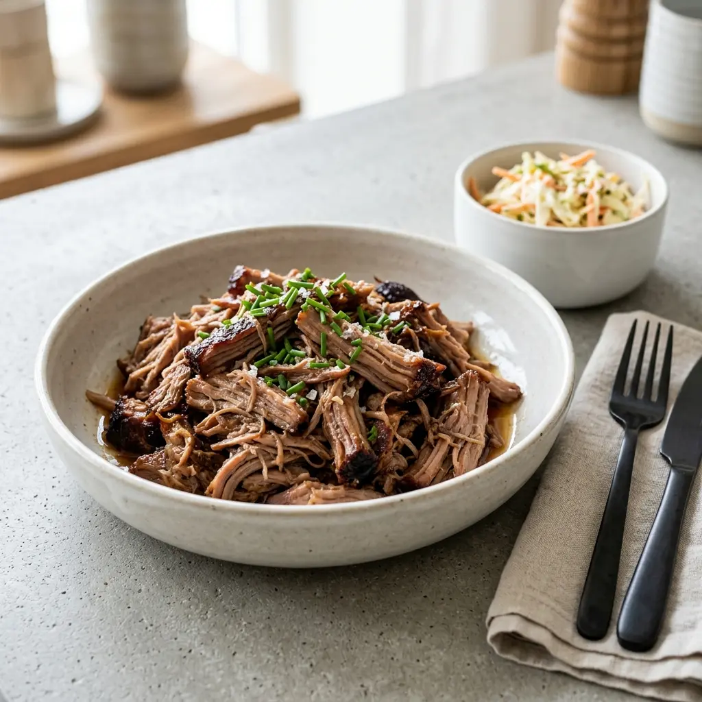 Foto del plato terminado de la receta pulled pork al horno