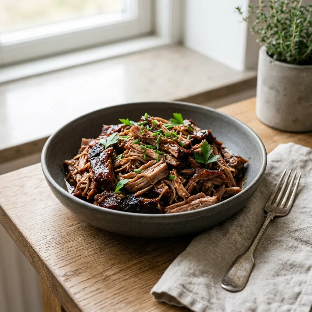 Foto del plato terminado de la receta pulled pork