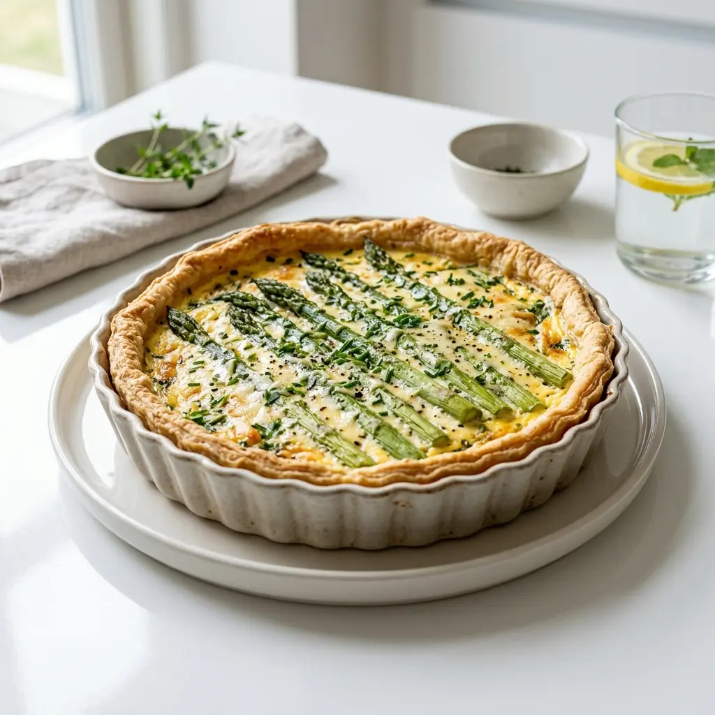 Foto del plato terminado de la receta quiche de espárragos