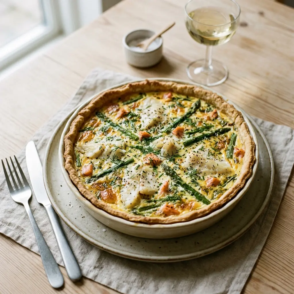 Foto del plato terminado de la receta quiche de platija