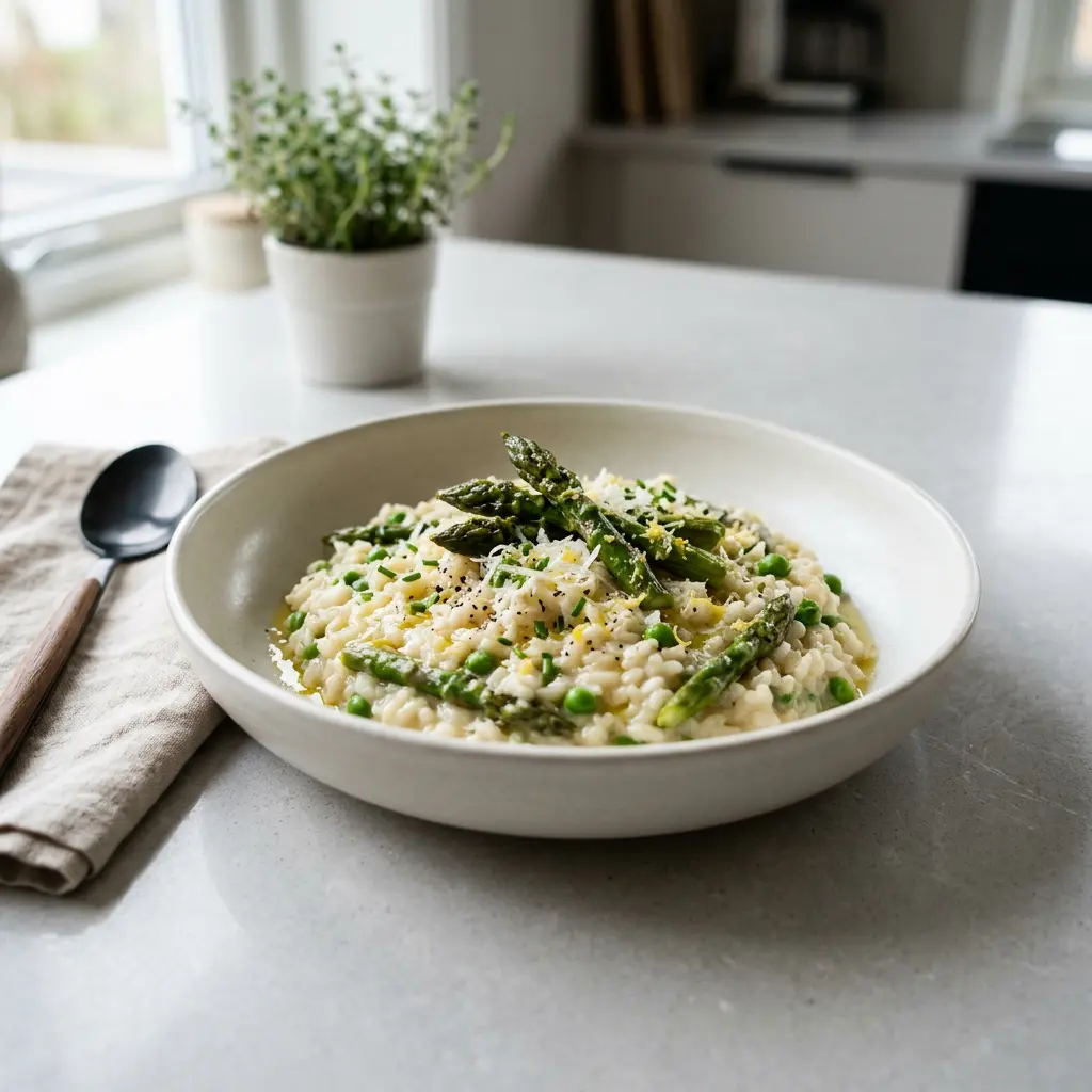 Foto de Risotto en freidora de aire preparado en freidora de aire
