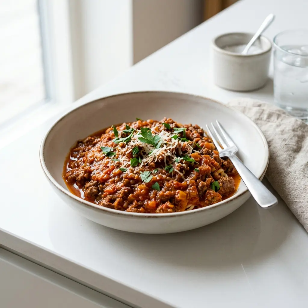Foto de la salsa o acompañamiento de la receta salsa boloñesa