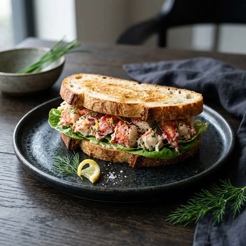 Foto del plato terminado de la receta sándwich de bogavante