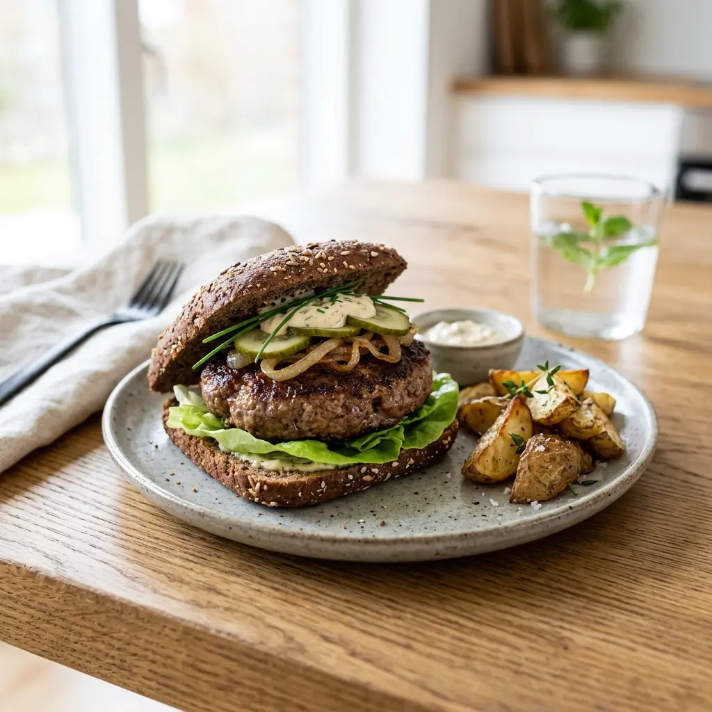 Foto del plato terminado de la receta sándwich de filete ruso