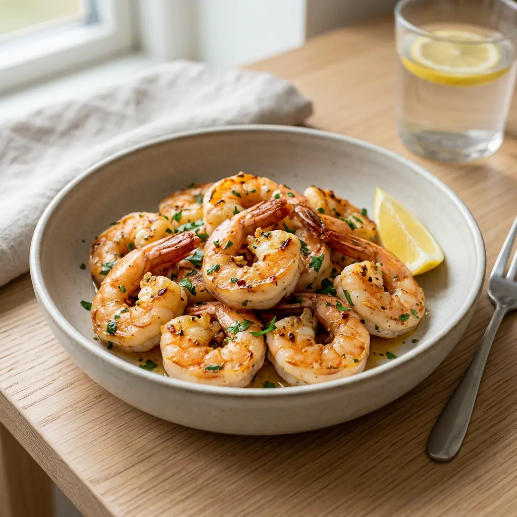 Foto de Scampi en freidora de aire preparado en freidora de aire