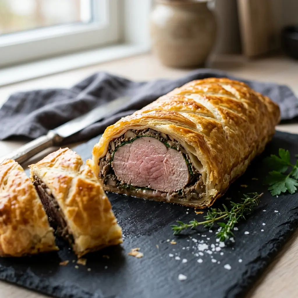 Foto del pan o masa de la receta solomillo de cerdo en hojaldre