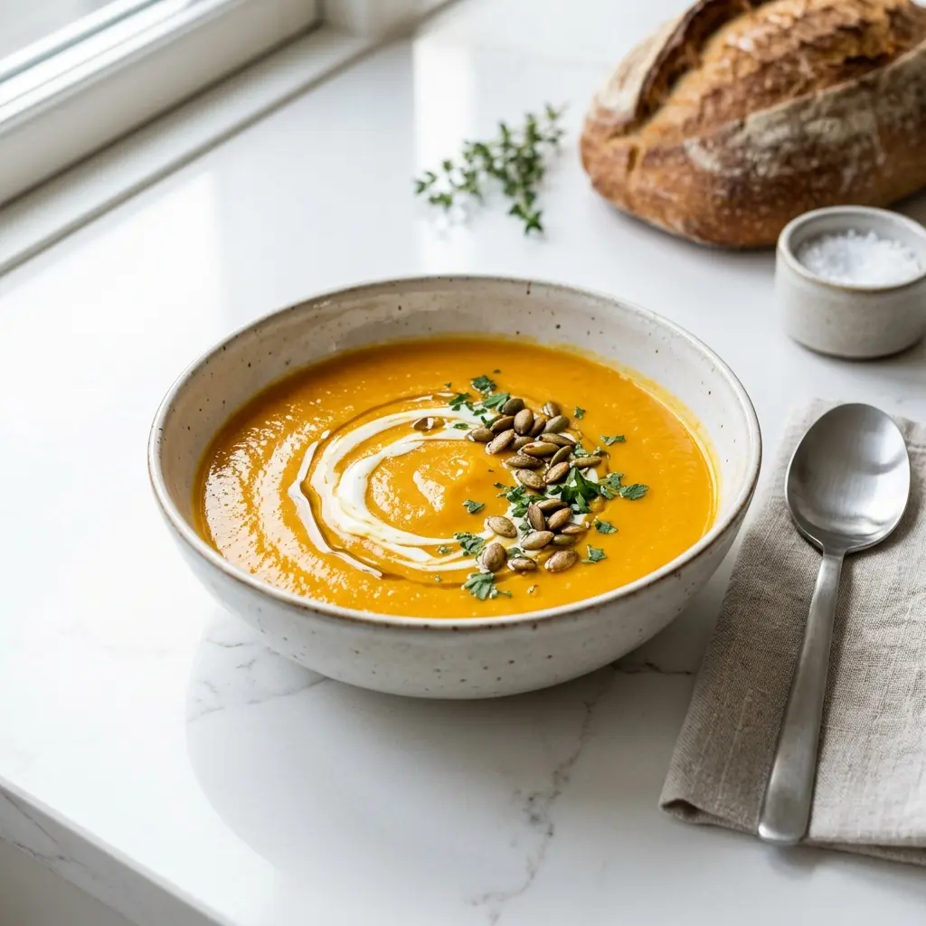 Foto de la sopa de la receta sopa de calabaza hokkaido