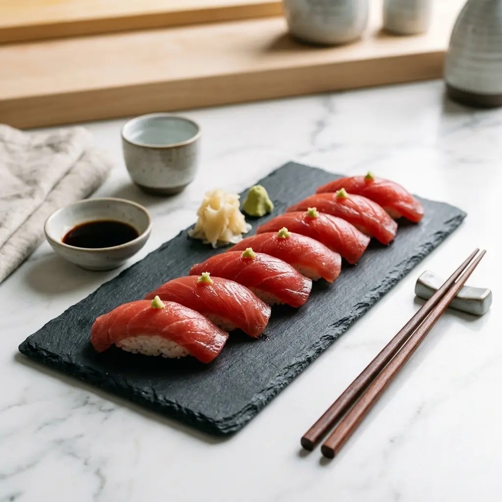 Foto del plato terminado de la receta sushi maguro