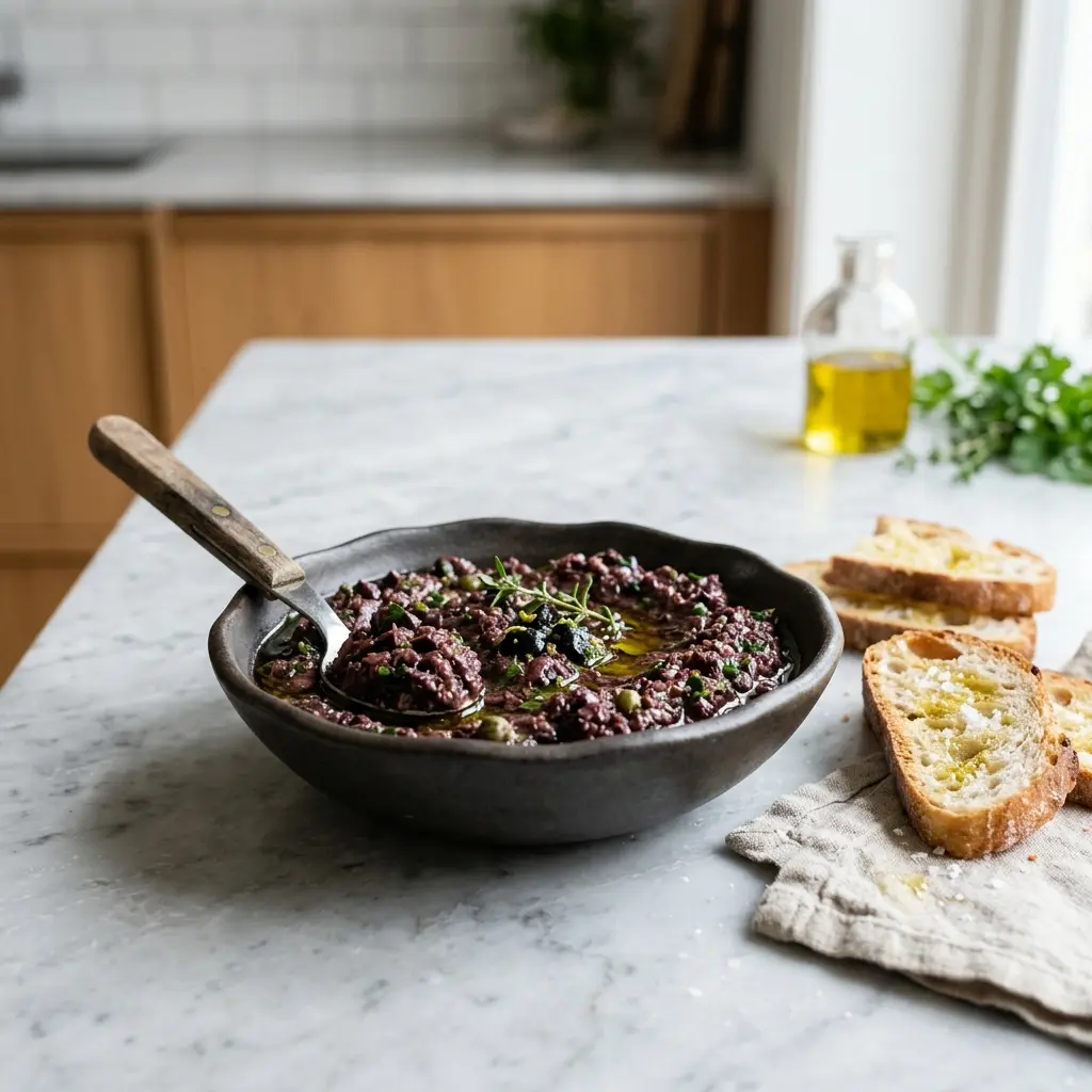 Foto del plato terminado de la receta tapenade