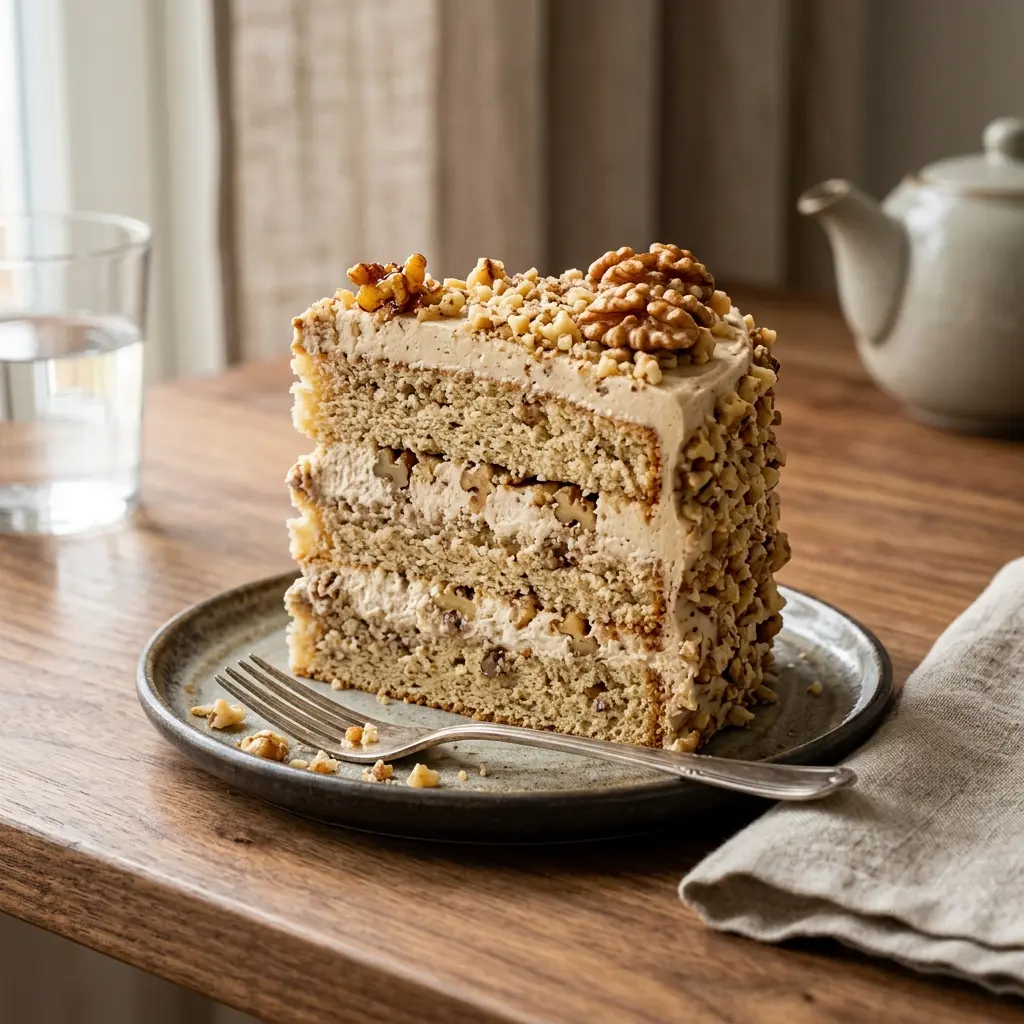 Foto del postre de la receta tarta de capas con nueces
