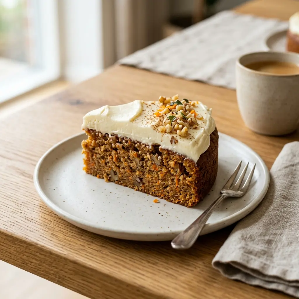 Foto del postre de la receta tarta de zanahoria con glaseado de queso crema