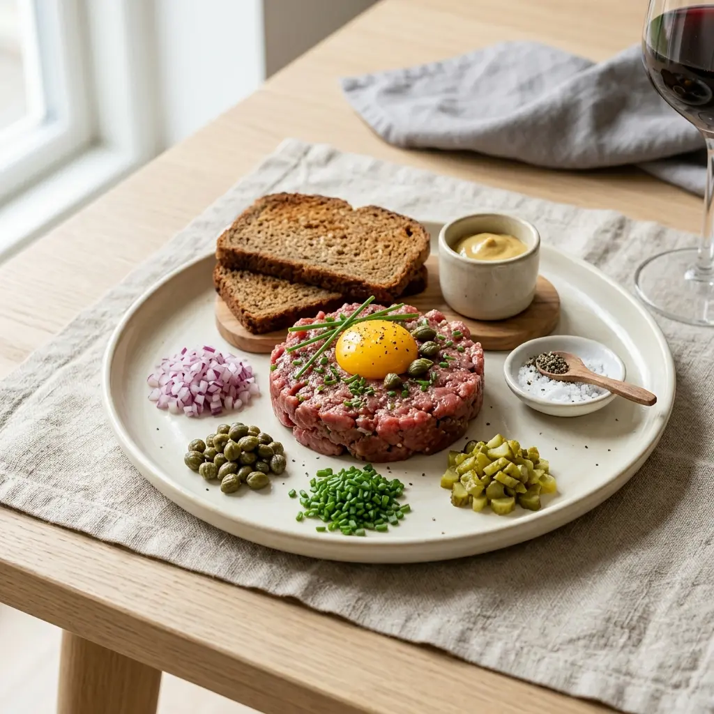 Foto del plato terminado de la receta tartar de ternera casero