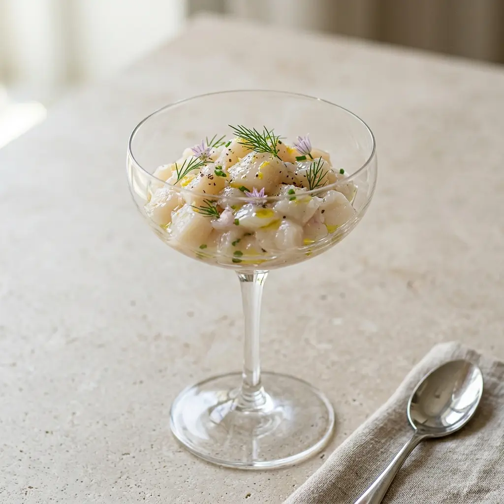 Foto del plato terminado de la receta tartar de vieiras