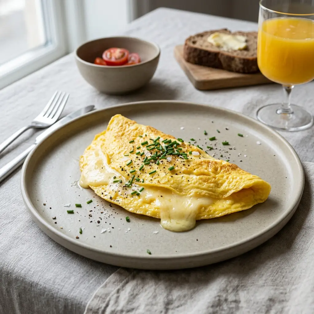 Foto del desayuno de la receta tortilla francesa con queso