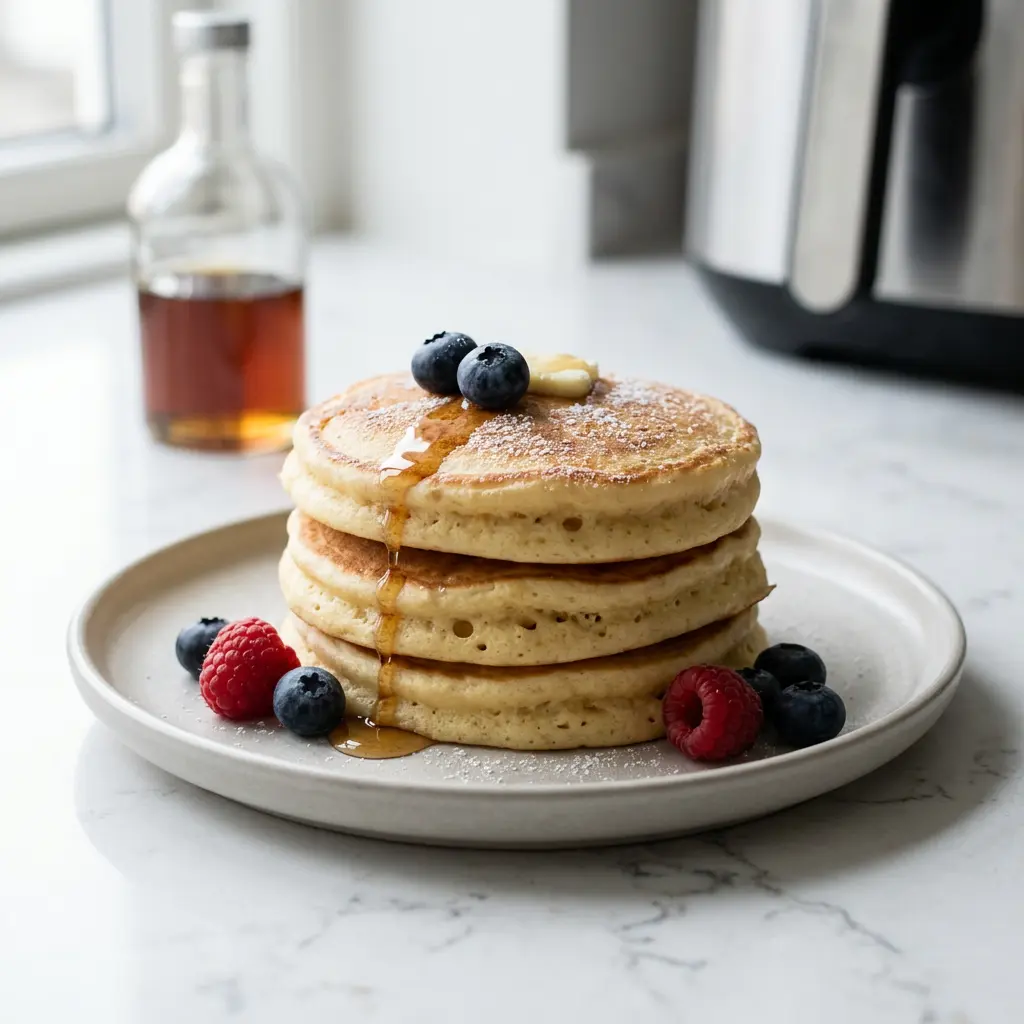 Foto de Tortitas americanas en freidora de aire preparado en freidora de aire
