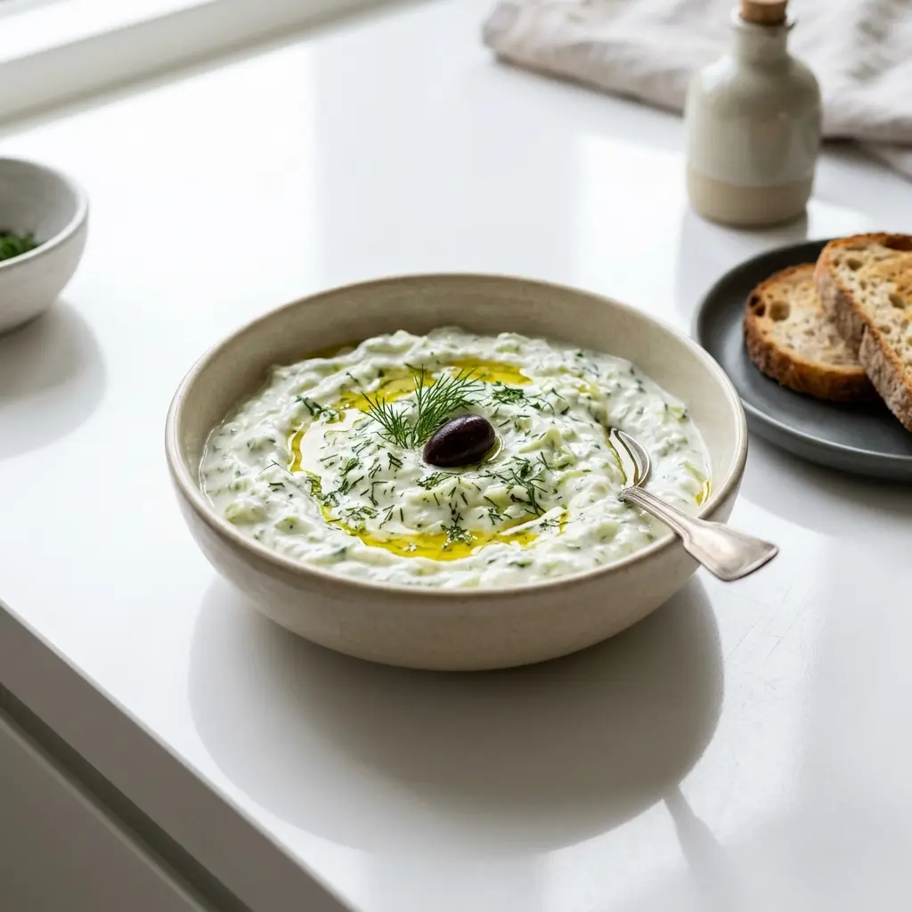 Foto del plato terminado de la receta tzatziki clásico