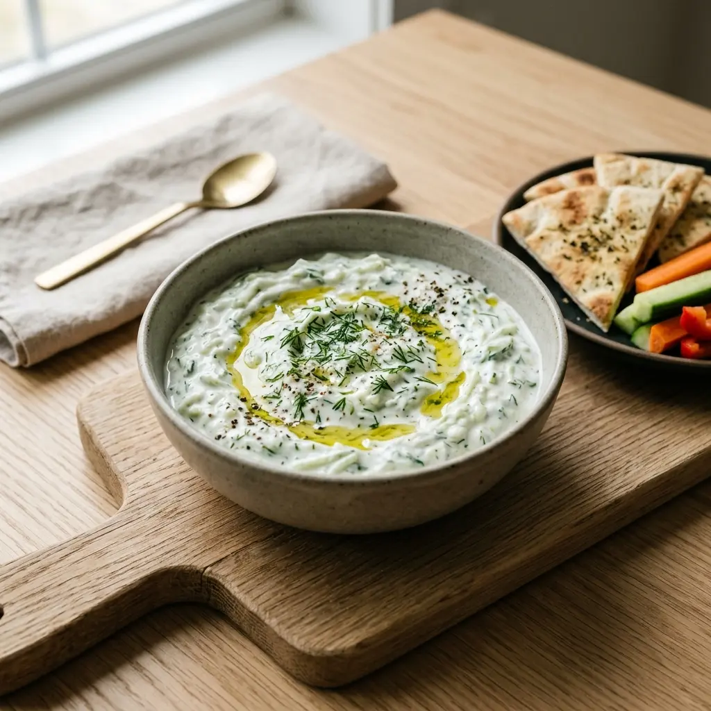 Foto del plato terminado de la receta tzatziki