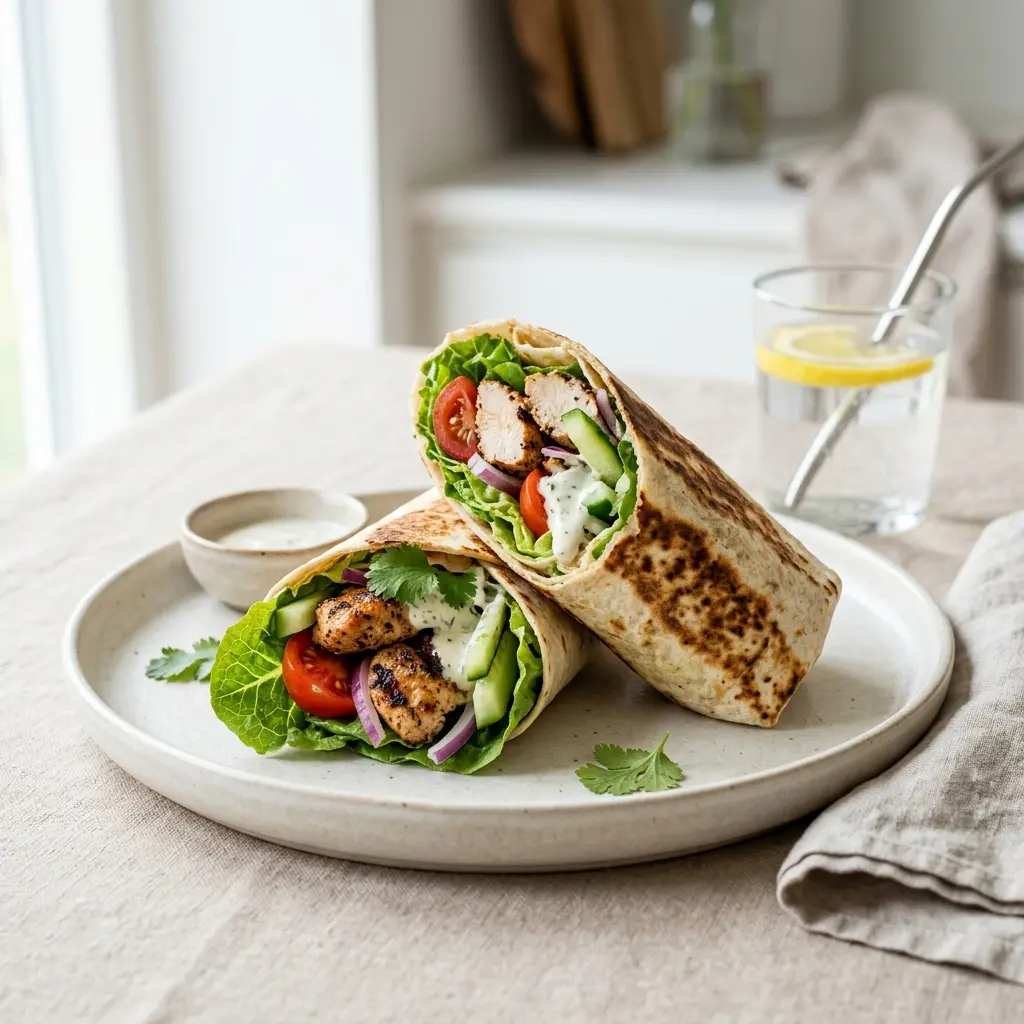 Foto del plato terminado de la receta wrap de pollo