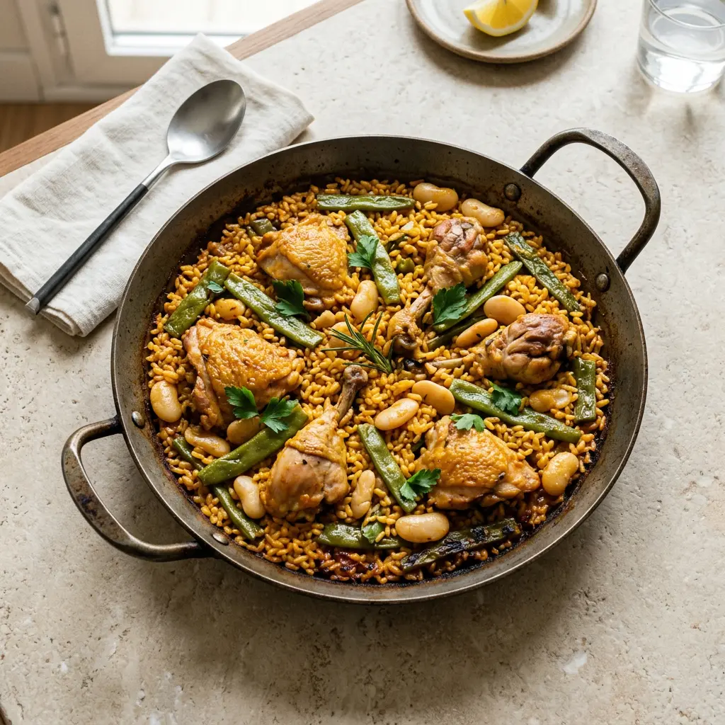 Foto de Paella valenciana listo para servir